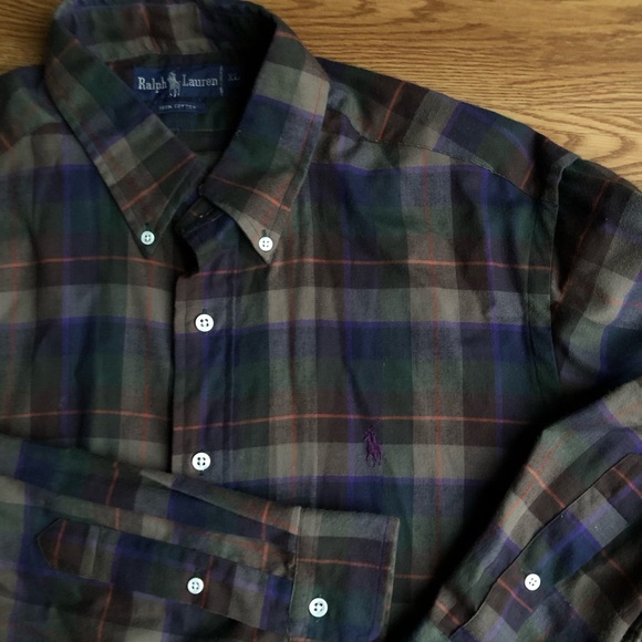 VTG 80s/90s Polo Ralph Lauren Plaid Print Heavy Cotton Flannel Shirt XL - Picture 7 of 12